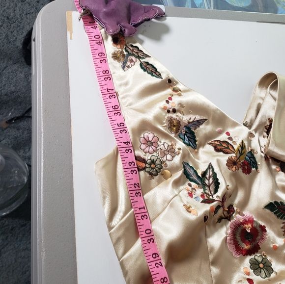 Vtg Y2K Retro Hollywood Glam Satin Sheath Dress Embroidered Bead Sequin Floral 4 - Picture 16 of 17